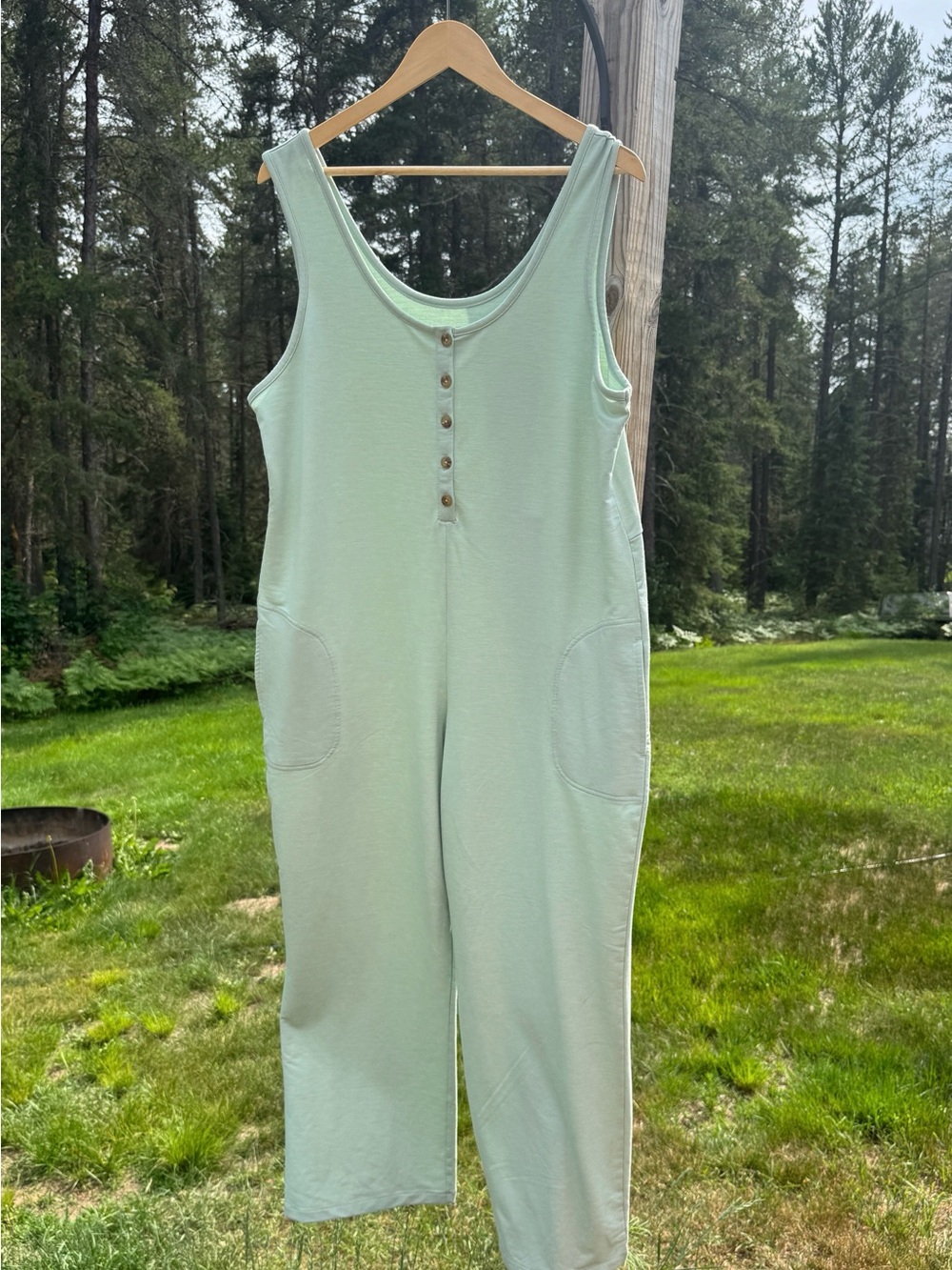 Natural Reflections Sleeveless Mint Green Button-Front Jumpsuit